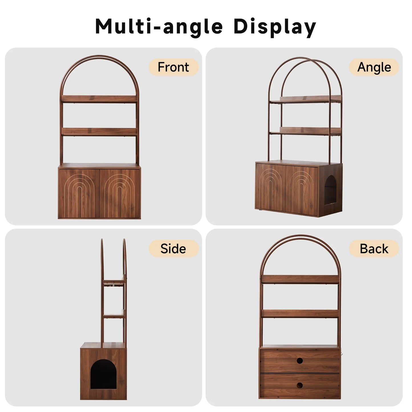 Giratree Cat Litter Box Enclosure with Shelves, 63"