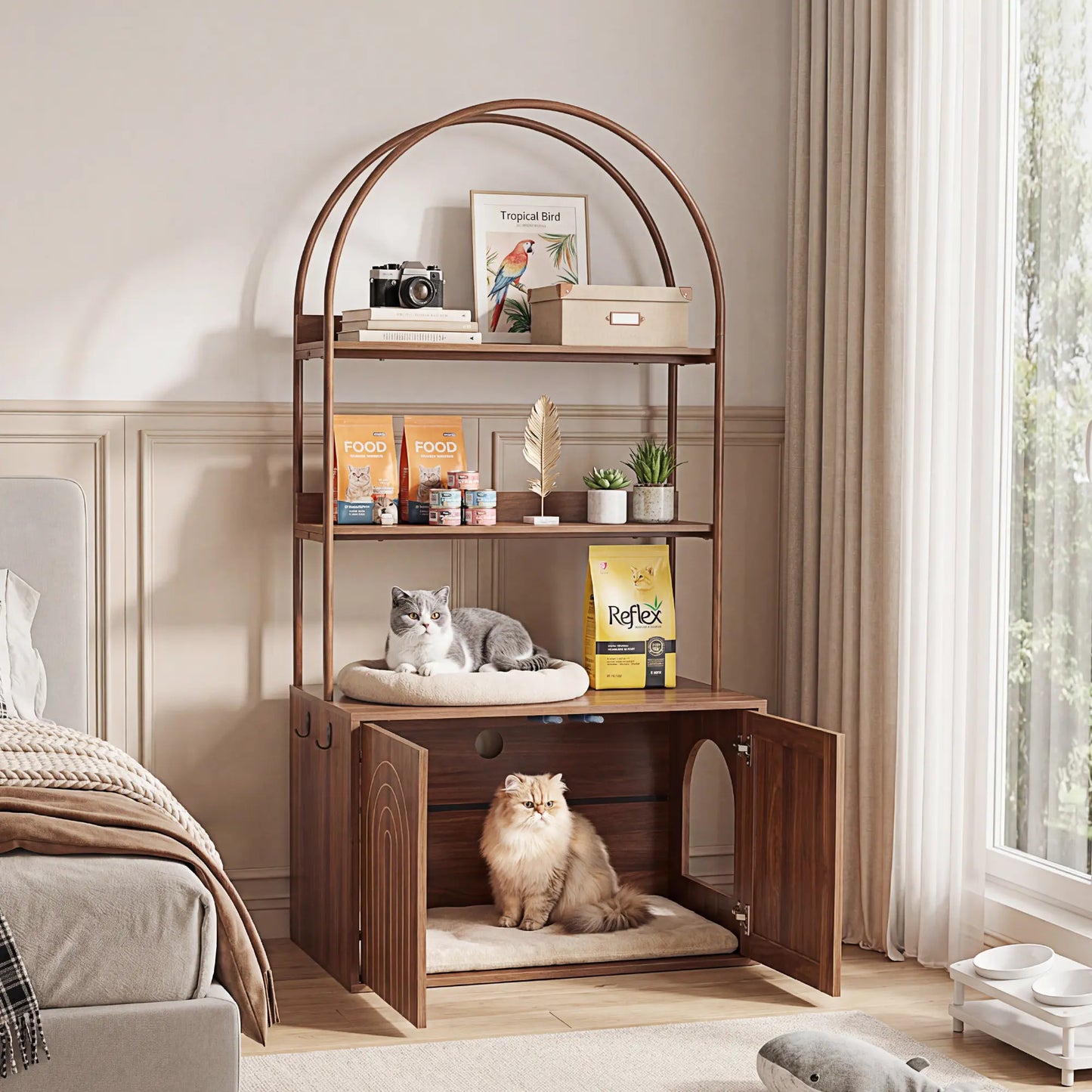 Giratree Cat Litter Box Enclosure with Shelves, 63" 