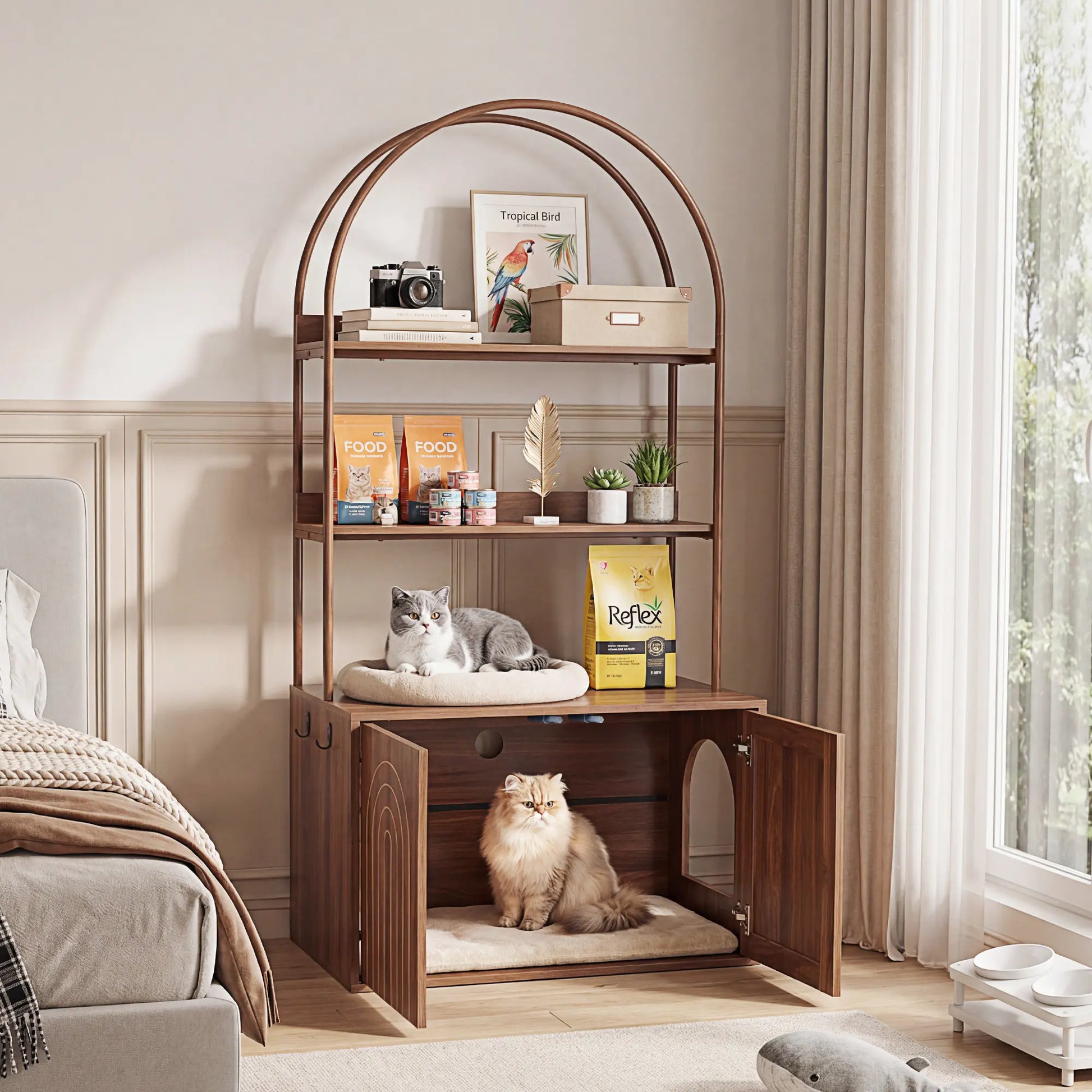 Giratree Cat Litter Box Enclosure with Shelves, 63" 
