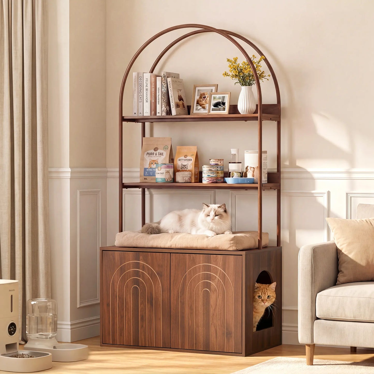 Giratree Cat Litter Box Enclosure with Shelves, 63" 