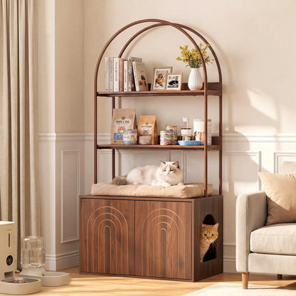 Giratree Cat Litter Box Enclosure with Shelves, 63" 
