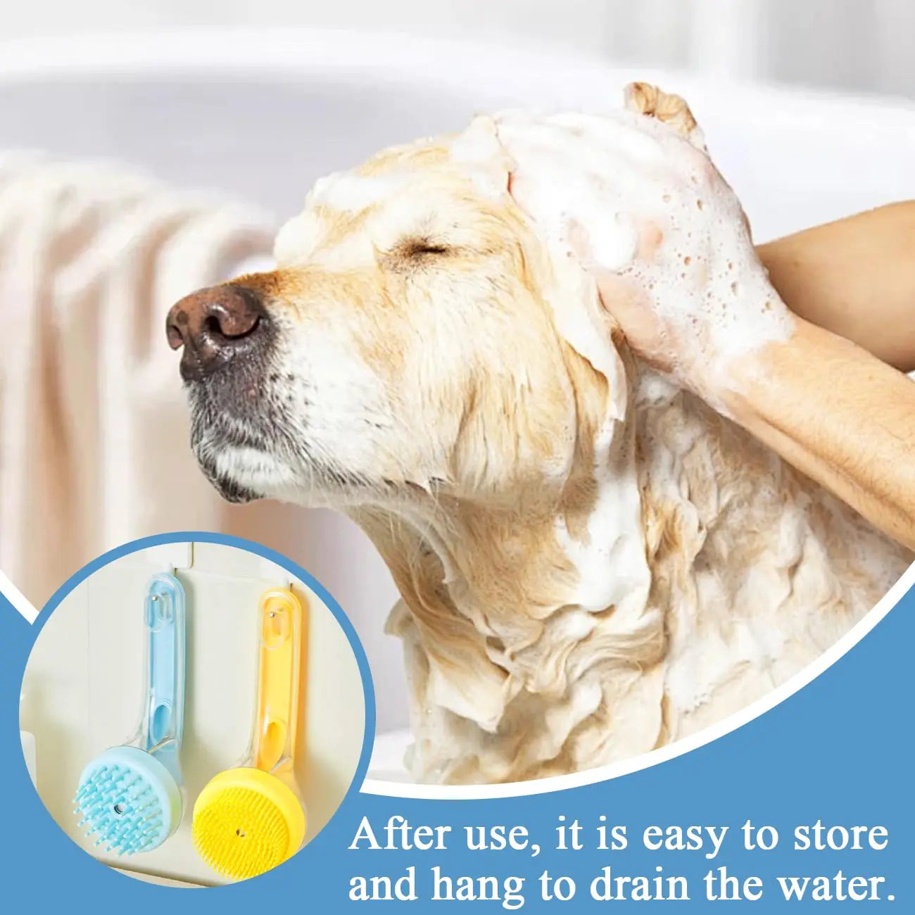 Adjustable Pet Grooming Massage Bath Brush - 