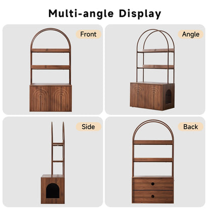 Giratree Cat Litter Box Enclosure with Shelves, 63" 