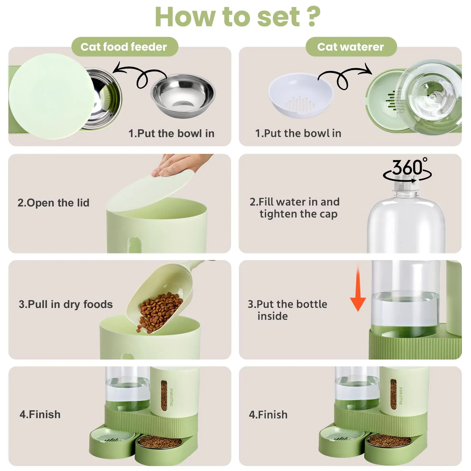 Kacoomi 2 Pack Gravity Pet Feeder and Water Dispenser 