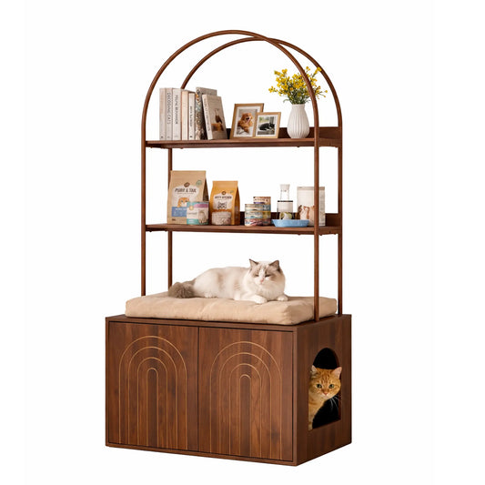 Giratree Cat Litter Box Enclosure with Shelves, 63" 
