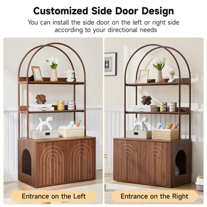 Giratree Cat Litter Box Enclosure with Shelves, 63" 