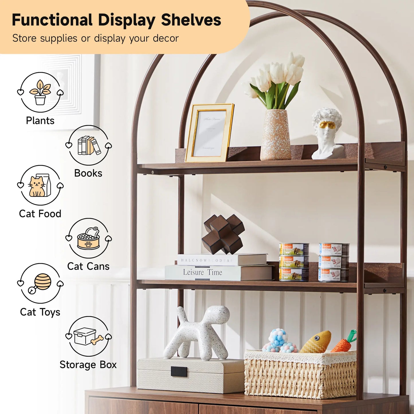 Giratree Cat Litter Box Enclosure with Shelves, 63" 